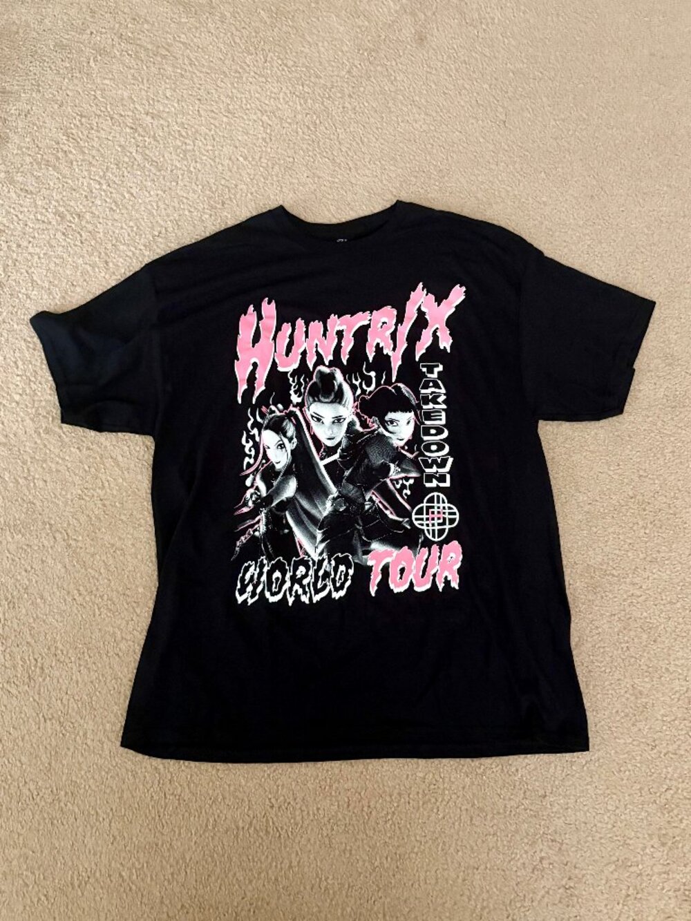 K-Pop Demon Hunter's Men "Huntrix Takedown World Tour" T-Shirt Black XL